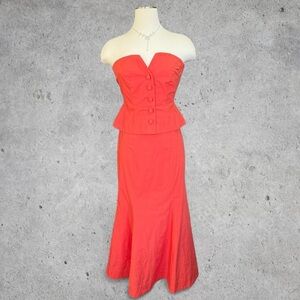 Elegant Sold Out Anthropologie Maeve Strapless Corset Orange Midi Dress- XS/ 2